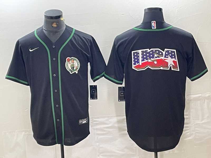 Mens Boston Celtics Black With Patch Cool Base Stitched Baseball Jerseys->boston celtics->NBA Jersey